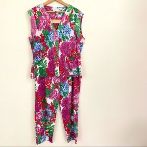 Victoria’s Secret vintage gold label 90s floral flower pajama set LARGE *READ*